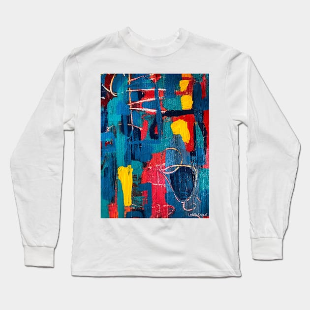 Crazy Indigo Abstract Long Sleeve T-Shirt by Leslie Pino Durant